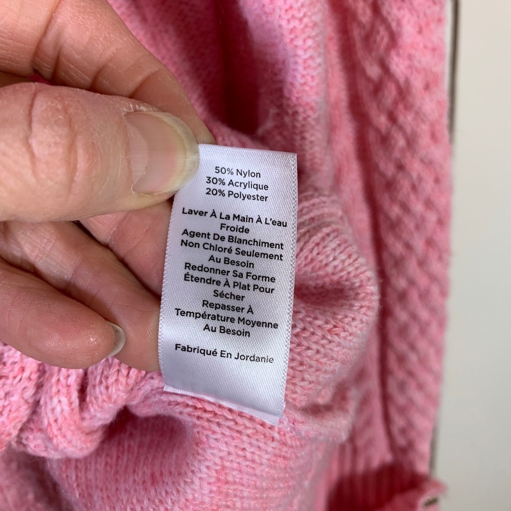 Talbots Pink Cable Knit Mock Neck Sweater with Button Cuff Detail Womens Large - Picture 5 of 9
